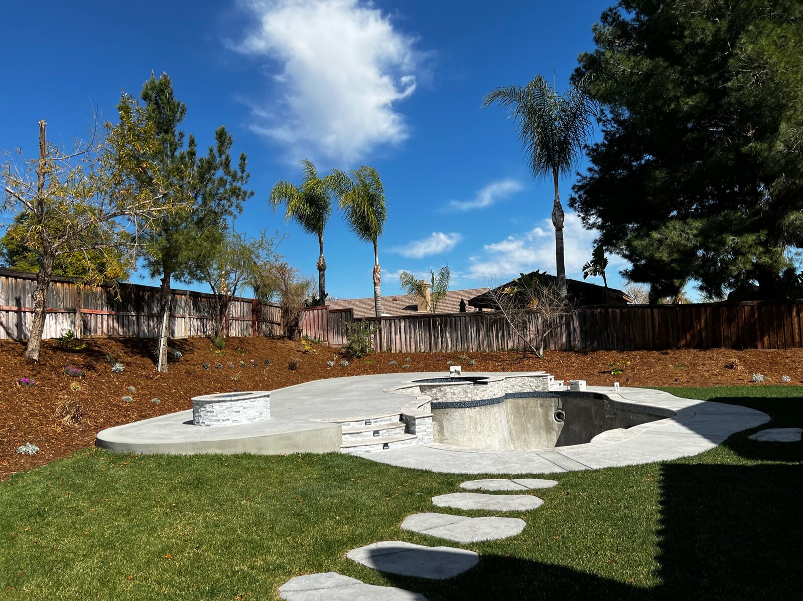 New pool and backyard construction