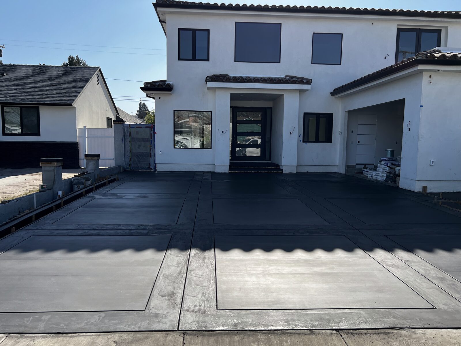 Modern concrete driveway